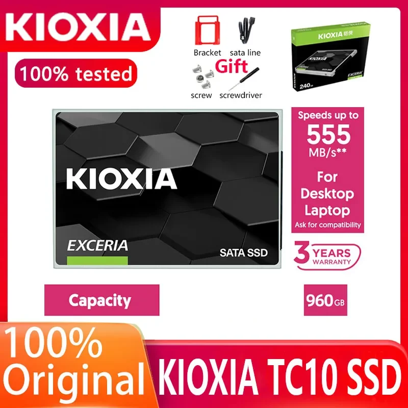 Kioxia  ָ Ʈ ̺, SATA III HDD ϵ ũ, HD SSD, Ʈ PC, TC10,  SSD, 960GB, 2.5 ġ